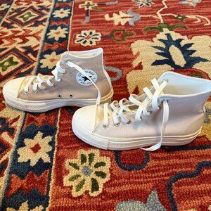 Converse CTAS Hi Lift Tri-Panel Hemp & Desert Sand Platform Sneakers NWT